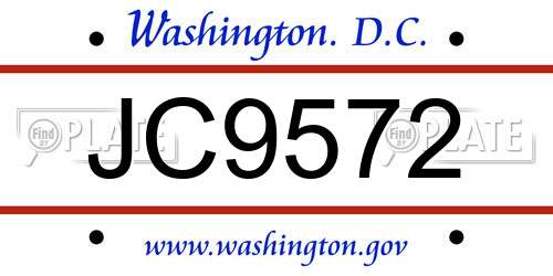 JC9572 District Of Columbia License Plate