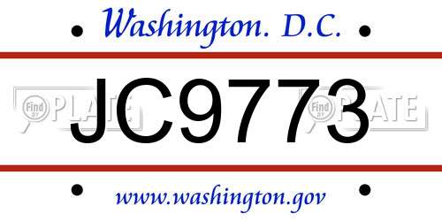 JC9773 District Of Columbia License Plate