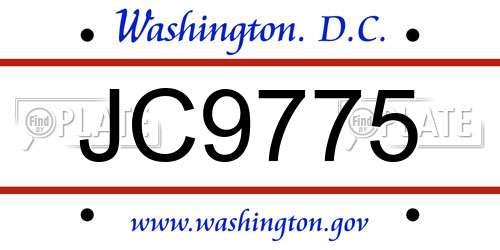 JC9775 District Of Columbia License Plate