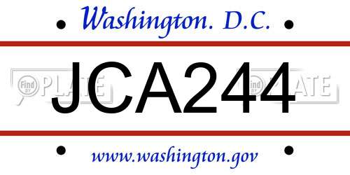 JCA244 District Of Columbia License Plate