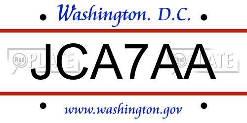 JCA7AA District Of Columbia License Plate