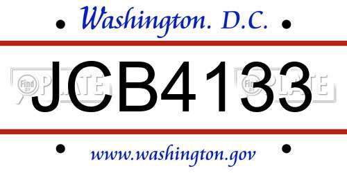 JCB4133 District Of Columbia License Plate