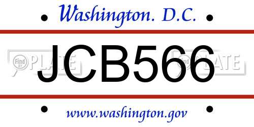 JCB566 District Of Columbia License Plate