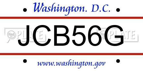 JCB56G District Of Columbia License Plate
