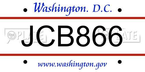 JCB866 District Of Columbia License Plate
