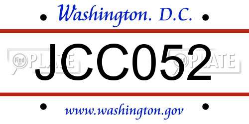 JCC052 District Of Columbia License Plate