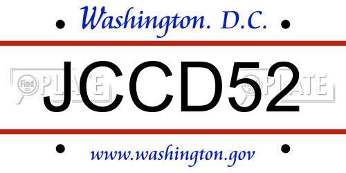 JCCD52 District Of Columbia License Plate