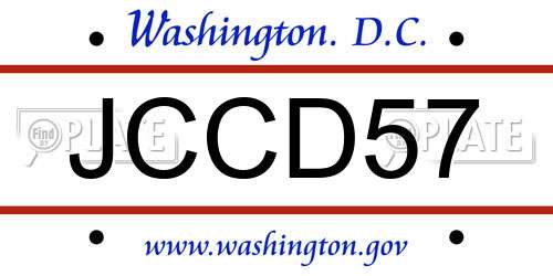 JCCD57 District Of Columbia License Plate