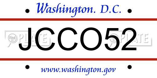 JCCO52 District Of Columbia License Plate