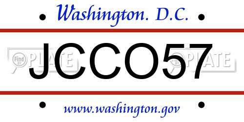JCCO57 District Of Columbia License Plate
