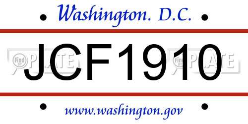 JCF1910 District Of Columbia License Plate