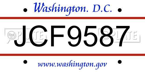 JCF9587 District Of Columbia License Plate