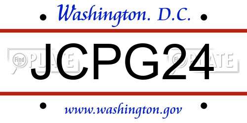 JCPG24 District Of Columbia License Plate