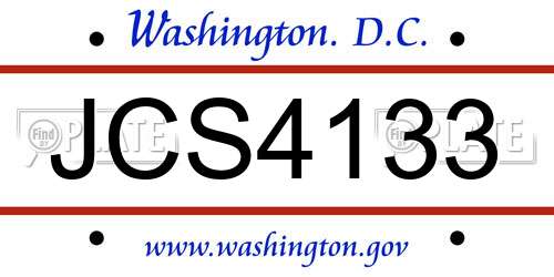 JCS4133 District Of Columbia License Plate