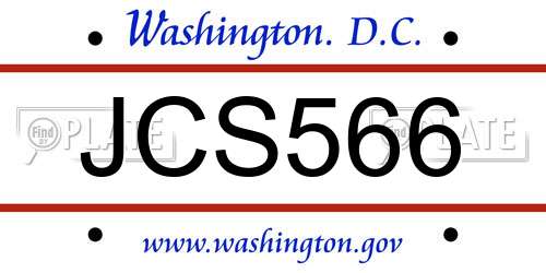 JCS566 District Of Columbia License Plate