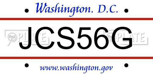 JCS56G District Of Columbia License Plate