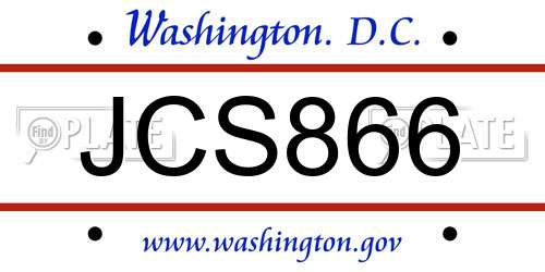 JCS866 District Of Columbia License Plate