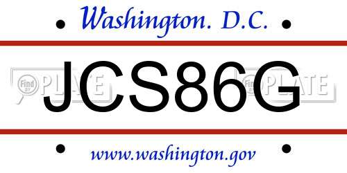 JCS86G District Of Columbia License Plate