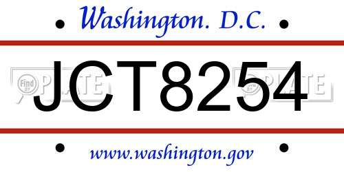 JCT8254 District Of Columbia License Plate