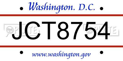 JCT8754 District Of Columbia License Plate