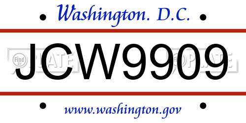 JCW9909 District Of Columbia License Plate