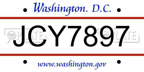 JCY7897 District Of Columbia License Plate