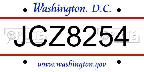 JCZ8254 District Of Columbia License Plate