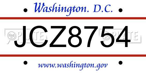 JCZ8754 District Of Columbia License Plate