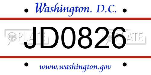 JD0826 District Of Columbia License Plate