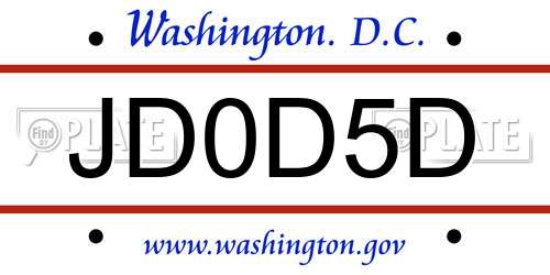 JD0D5D District Of Columbia License Plate