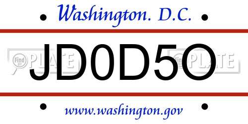 JD0D5O District Of Columbia License Plate