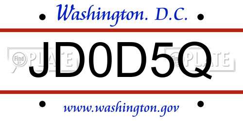 JD0D5Q District Of Columbia License Plate