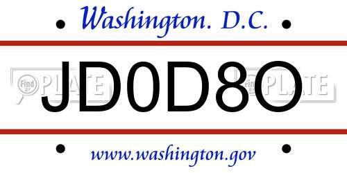 JD0D8O District Of Columbia License Plate
