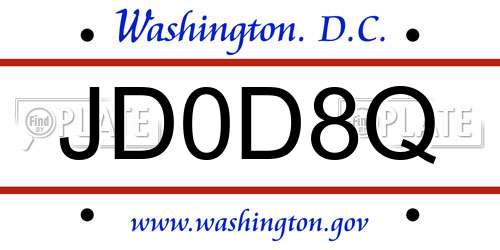JD0D8Q District Of Columbia License Plate