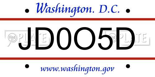 JD0O5D District Of Columbia License Plate