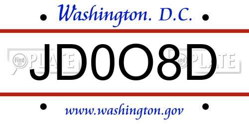 JD0O8D District Of Columbia License Plate