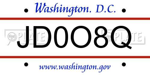 JD0O8Q District Of Columbia License Plate