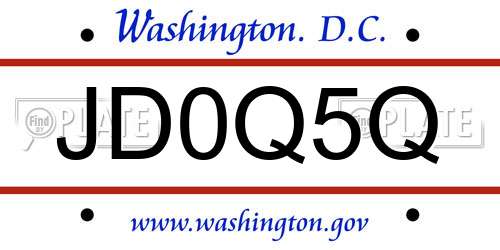 JD0Q5Q District Of Columbia License Plate