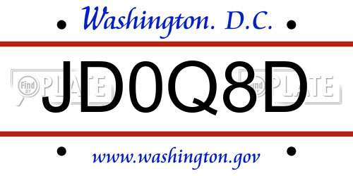 JD0Q8D District Of Columbia License Plate