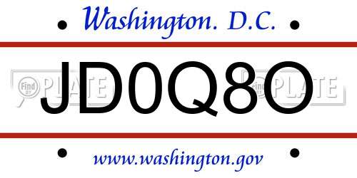 JD0Q8O District Of Columbia License Plate