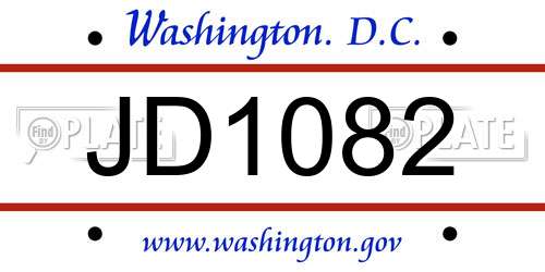 JD1082 District Of Columbia License Plate