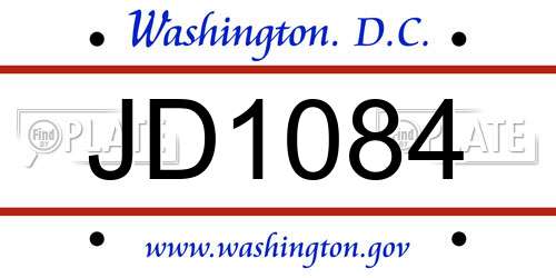 JD1084 District Of Columbia License Plate