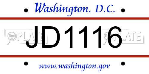 JD1116 District Of Columbia License Plate