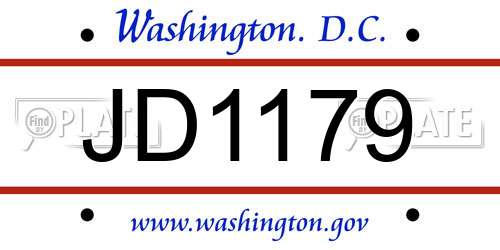 JD1179 District Of Columbia License Plate