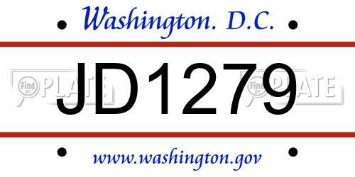 JD1279 District Of Columbia License Plate