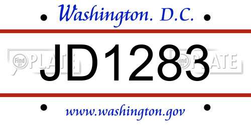JD1283 District Of Columbia License Plate