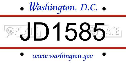 JD1585 District Of Columbia License Plate