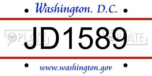 JD1589 District Of Columbia License Plate