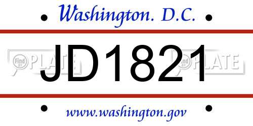 JD1821 District Of Columbia License Plate