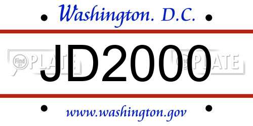 JD2000 District Of Columbia License Plate